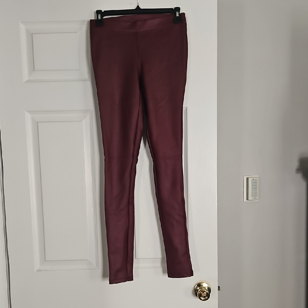 Express Burgundy Faux Leather Legging